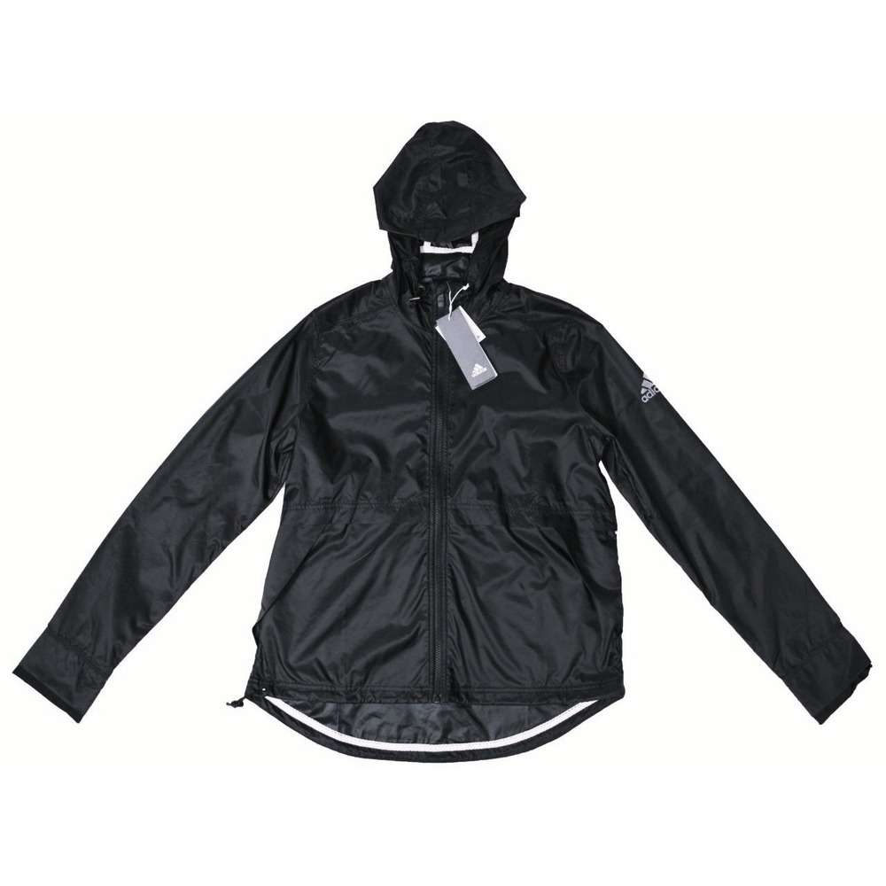 NWT Adidas Womens Medium 8 10 Clear Goals Black Athletic Hooded Zip Jacket